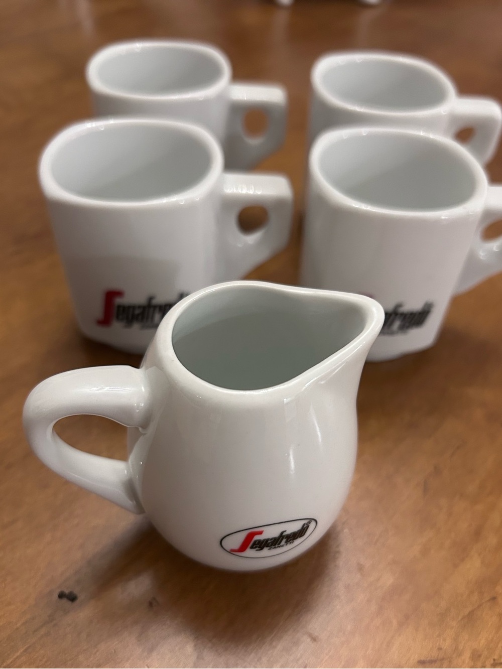 Vintage Segafredo Zanetti Italian Espresso Cups, Set of 4 Plus Creamer